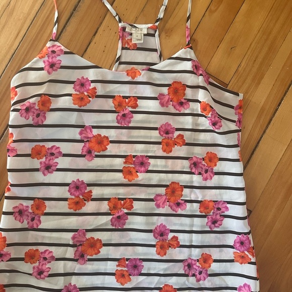 J Crew Size 4 Printed Racerback Cami Floral Stripes Style  58920 top cami -Q - Picture 3 of 3